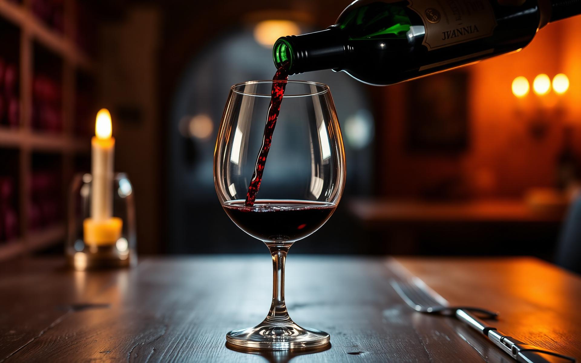 Glass of red wine in a Luxembourg cellar